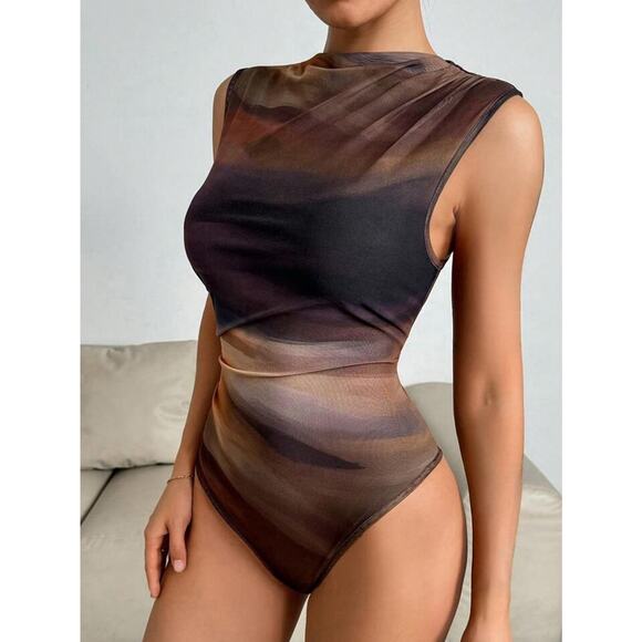 SHEIN Tops - Shein Curve Siren Gaze Tie-Dye Slim Fit Bodysuit Women’s Size 1X